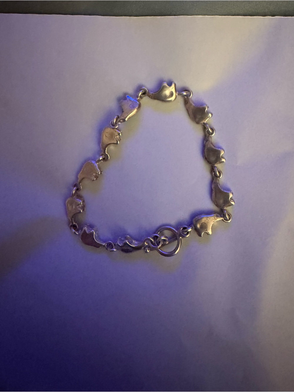 Southwest Silver tone Bear Fetish Link Bracelet with loop closure